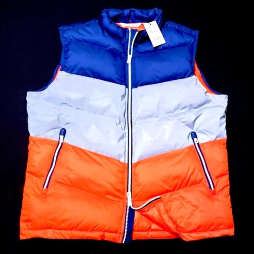 NEW Peter Millar Crown Ski Retro Mens Large Navy Orange Puffer Vest Jacket $278